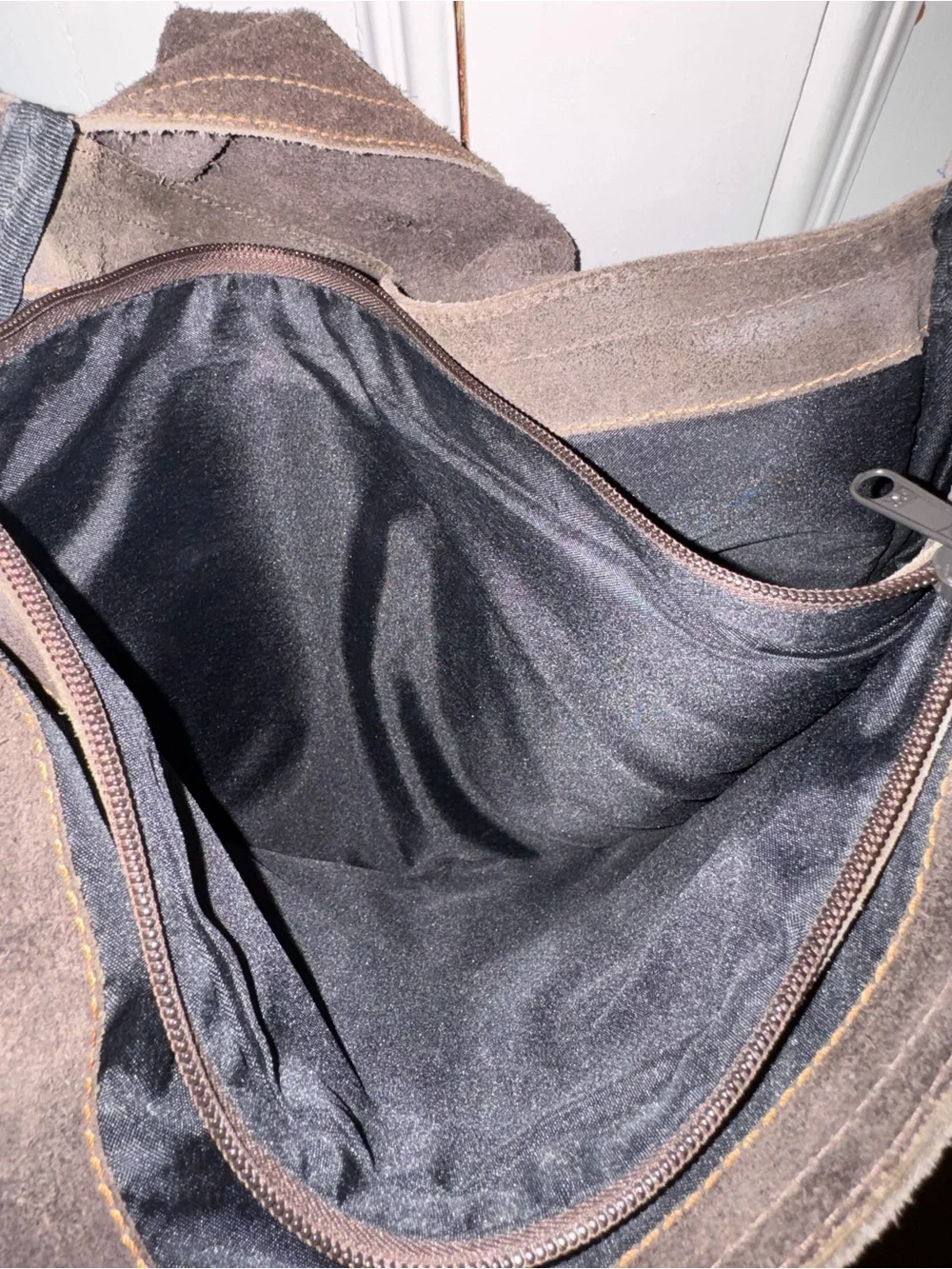 David King Boston Brown Suede Leather Large Messenger Bag